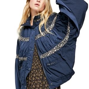 Free People Bomber Jacket Blue Size Medium